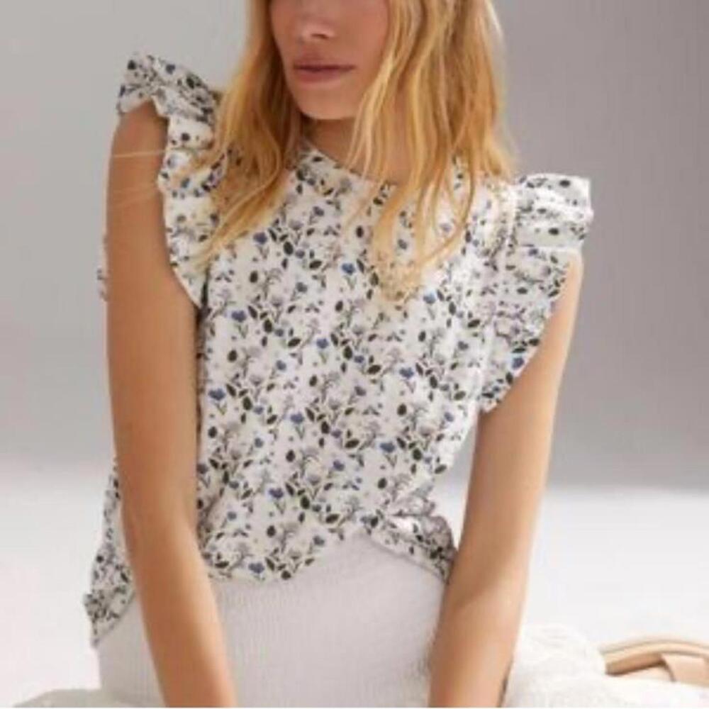 Nation LTD Paulette Ruffle Sleeve Tank Top in Cottage Floral Women’s size Small - Picture 13 of 13